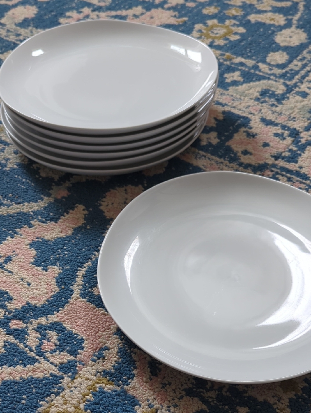 West Elm White Porcelain Organic Dinner Plates - Set of 7
